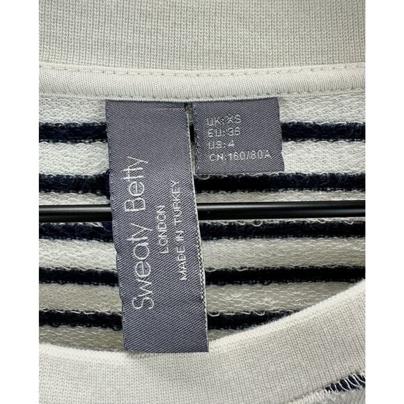 Sweaty Betty After Class Cropped Sweatshirt Women’s Size 4 Navy & Cream Stripes - Picture 7 of 9